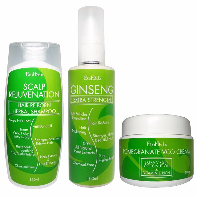 Ecoherbs Ginseng Extra Strength Complete Set For Hair Growth Hair Regrowth Grow Hair Thick Hair Thicker Hair Hair Loss Hair Thinning Thin Hair