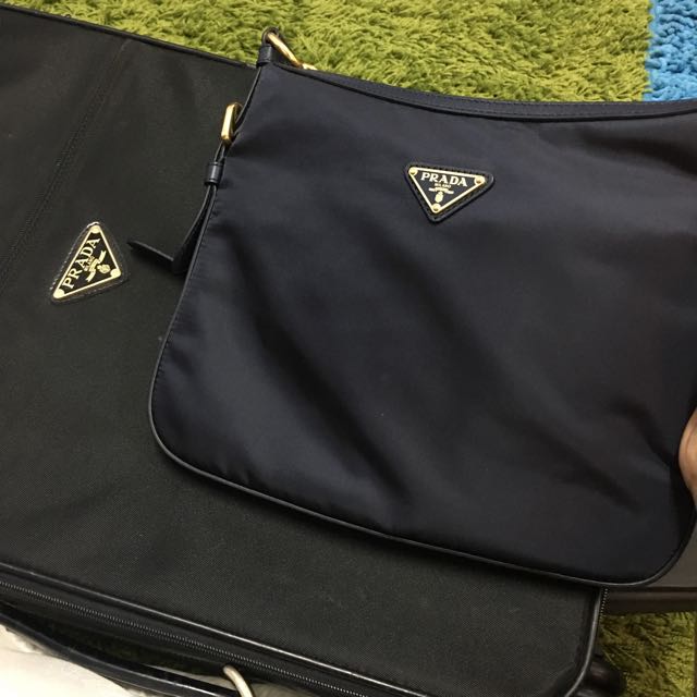 PRADA BT0706 Tessuto Nylon Sling Bag Black Women s Fashion Bags