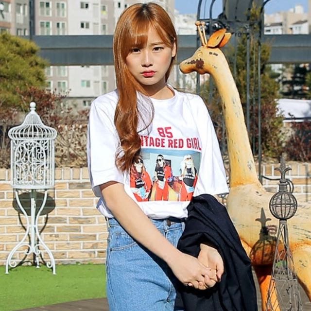 Vintage Red Girl Tumblr Shirt Women S Fashion Clothes Tops On