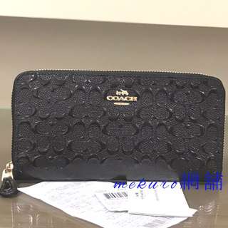 mekuro網舖《🌸現貨出清🌸特價回饋》Coach 皮夾 54805 全新真品立體馬車防刮浮雕CLOGO漆亮皮拉鍊長夾-現貨在台