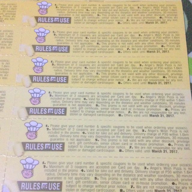 Angel's PIZZA Discount coupon, Tickets & Vouchers, Vouchers on Carousell