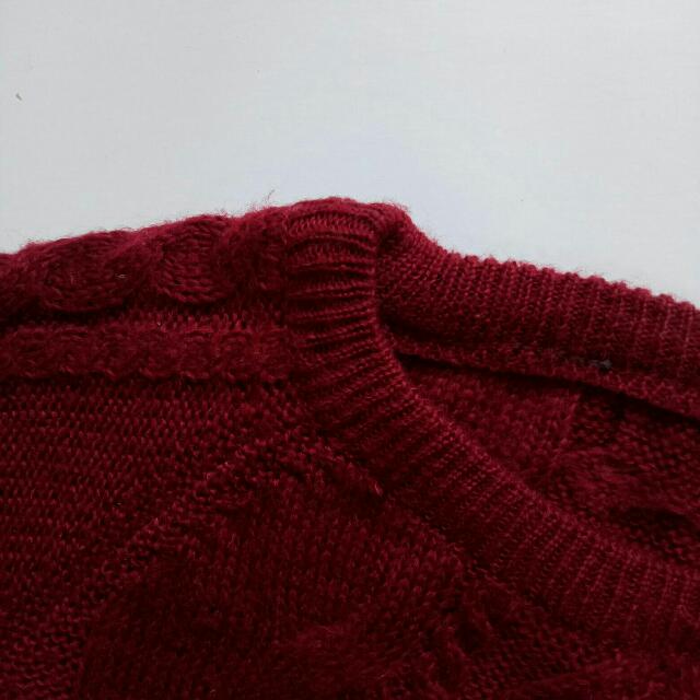 Dark Red Knit Sweater