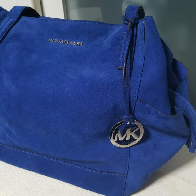 Michael kors blue suede bag sales
