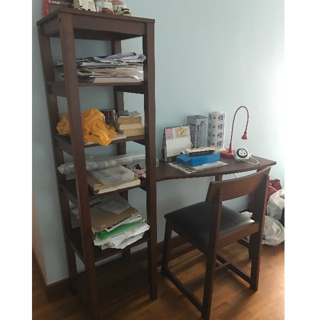 Picket & Rail Study table and chair cum 6 layer shelves, Furniture