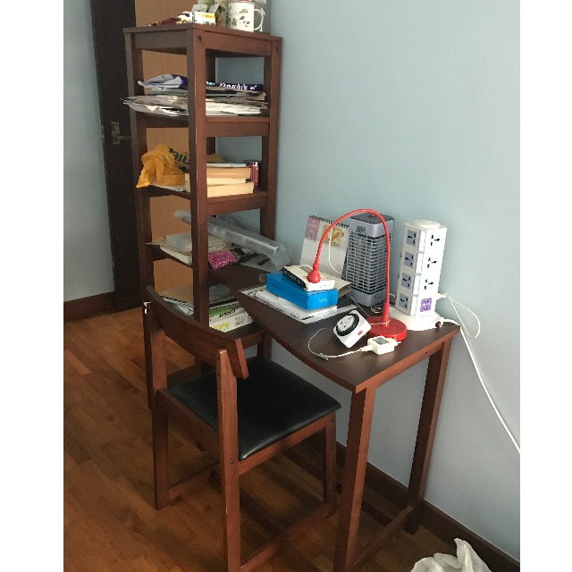 Picket & Rail Study table and chair cum 6 layer shelves, Furniture