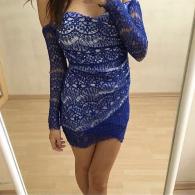 royal blue lace bodycon dress