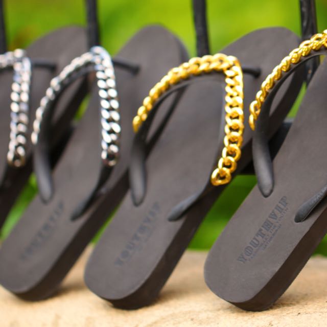 Gold and silver flip flops hotsell