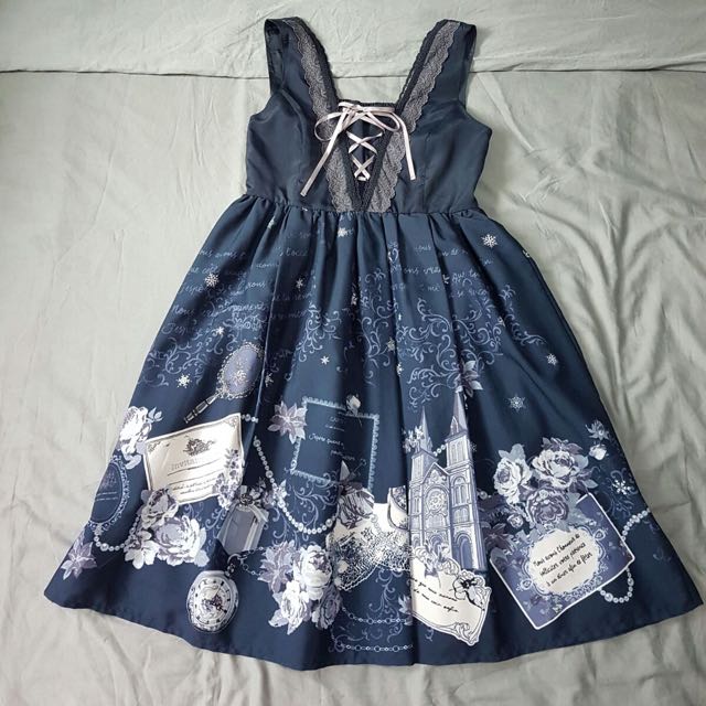 Axes femme Blue Vintage Letter JSK Dress Lolita JFashion, Hobbies & Toys,  Memorabilia & Collectibles, Fan Merchandise on Carousell