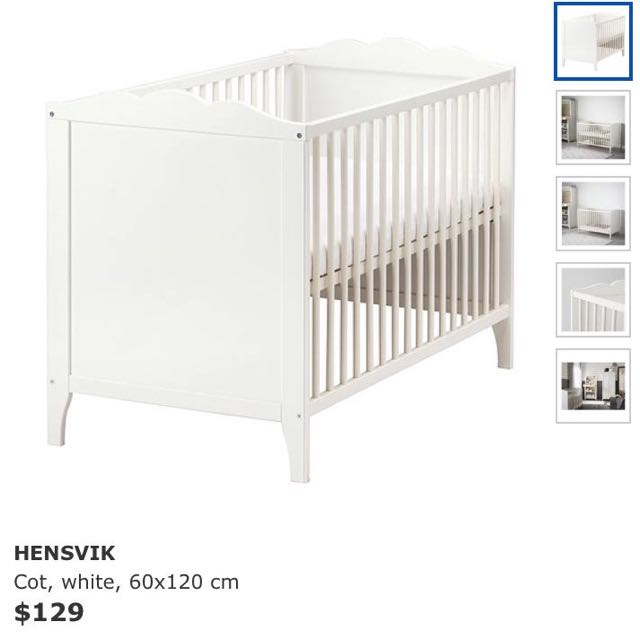 Ikea White Baby Cot c/w Mattress, Furniture & Home Living, Furniture