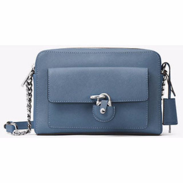MICHAEL Michael Kors Blue Saffiano Leather Emma Crossbody Bag