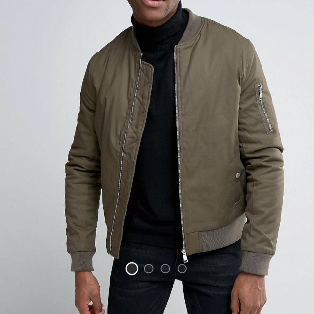 Men's grey bomber outlet jacket new look