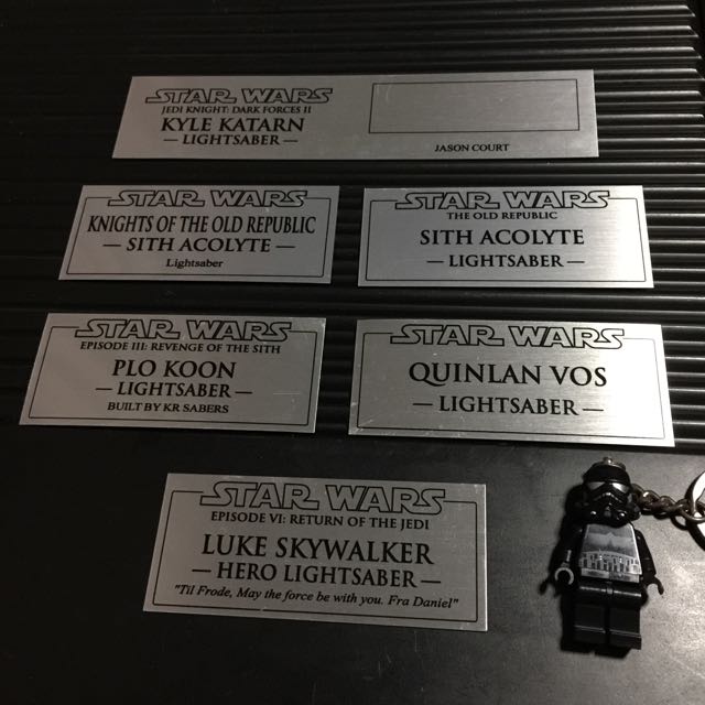 Star Wars Lightsaber Custom Metal Plaques, Hobbies & Toys, Toys & Games