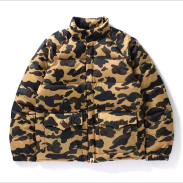 Bape 1st Camo Classic Down Jacket黃迷彩羽絨外套 運動休閒 男生運動服飾在旋轉拍賣