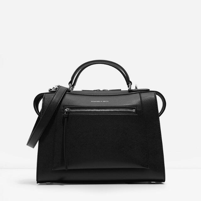 Charles And Keith Large Black Box Bag, Women's Fashion, Bags & Wallets