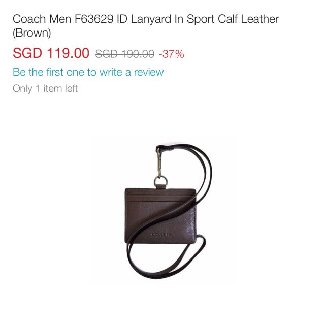Coach MEN ID Lanyard In Sports Calf Leather, Men's Fashion, Bags, Belt
