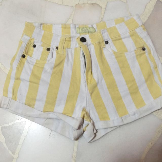 yellow jeans shorts