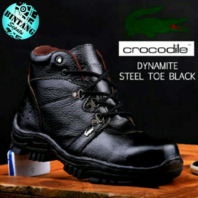 Sepatu Boot Proyek Kontruksi Bangunan Outdoor Pria Kulit Asli Flat Besi Depan Crocodile Kb0035 Fesyen Pria Sepatu Di Carousell