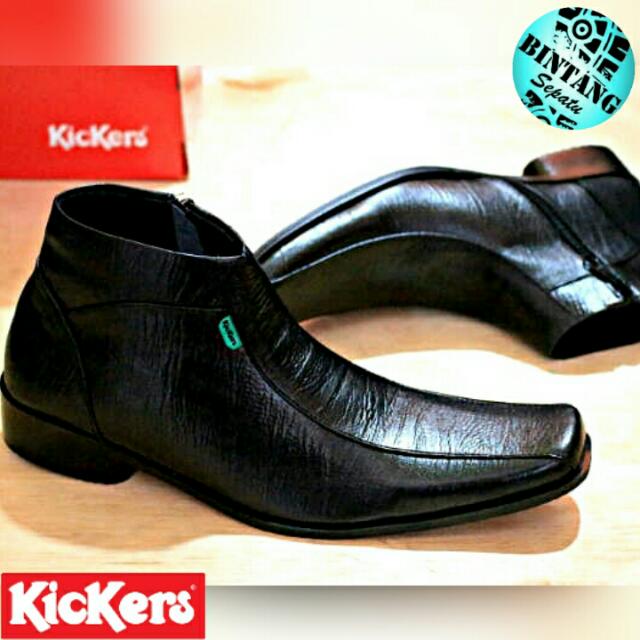 Sepatu Kickers Kerja Kantor Pria Pantopel Boot Sleting Kulit Asli