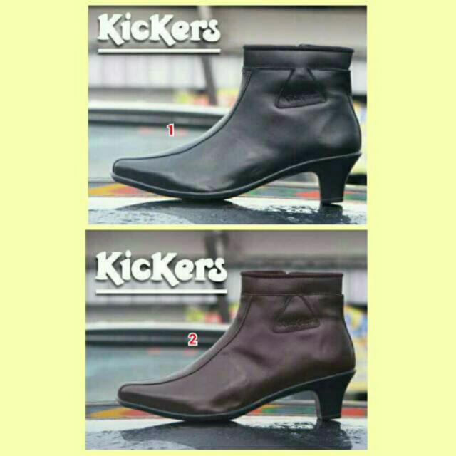 Sepatu Pantofel Heels Wedges Boots Women Kulit Wanita Kuliah Kerja Formal Fullblack Olshop Fashion Olshop Wanita Di Carousell