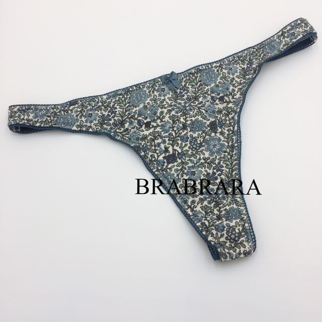 Oysho Spanish Brand Dark Blue Floral Panty Blue Thong Blue G String