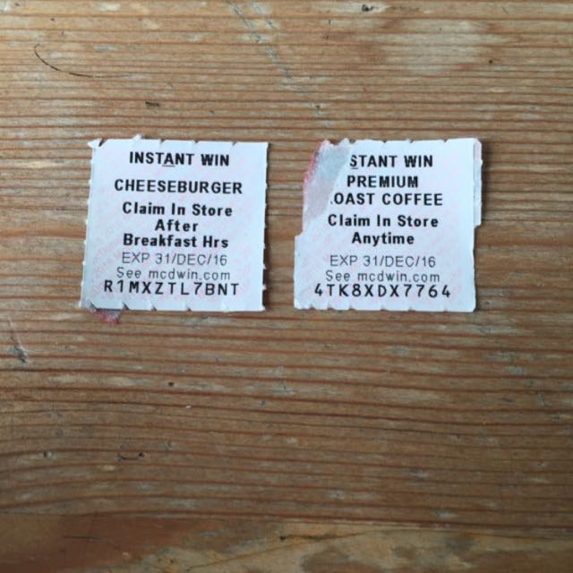 Mcdonalds store instant win