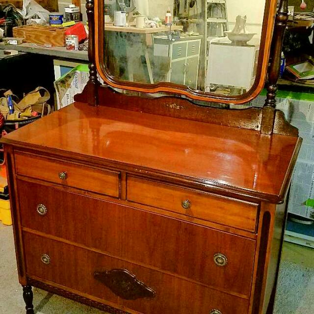 Antique Dresser With Original Mirror And Hardware Furniture On