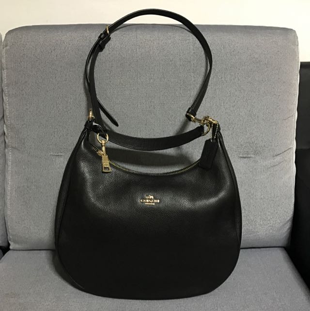 COACH HARLEY HOBO IN PEBBLE LEATHER STYLE: F38259 COLOR BLACK, Women's ...