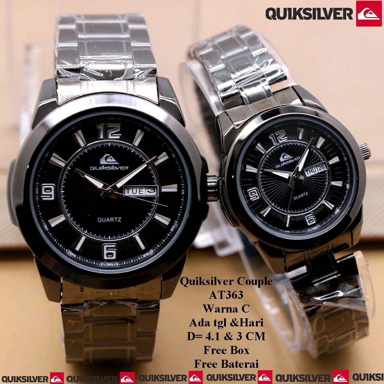 Jam Tangan Pasangan Couple Murah Quiksilver Timeless Full Black Aksesoris Mobil Di Carousell