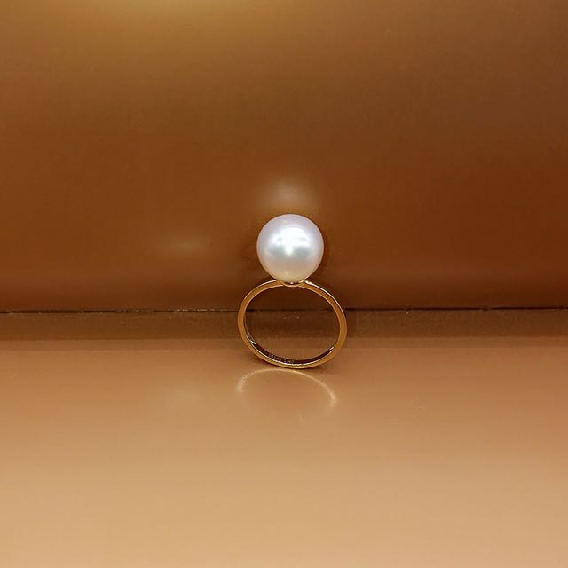 14k Au 585 Gold Round Freshwater Pearl Ring 521137 Luxury Accessories On Carousell