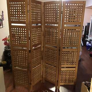 四片式木質屏風