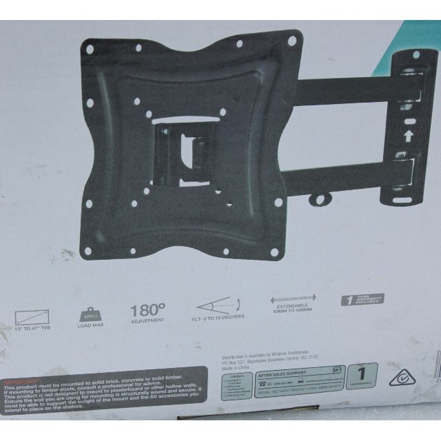 Bauhn Swing Arm TV Bracket up to 47" TV, Furniture & Home Living