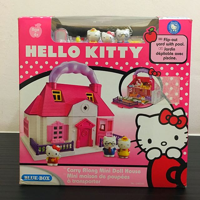 Hello Kitty Blue Box Sanrio Carry Along Mini House Accessories Figures Bundle