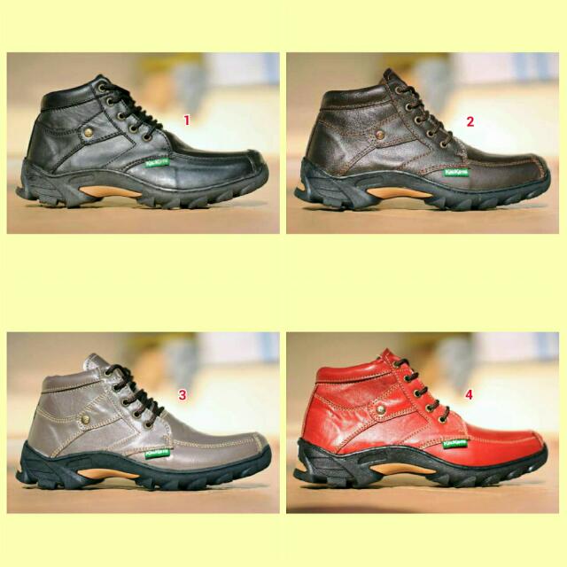 Sepatu Pria Kickers Boots Kulit Murah Adventure Outdoor Touring Trip Fullblack Fesyen Pria Sepatu Sepatu Boot Di Carousell