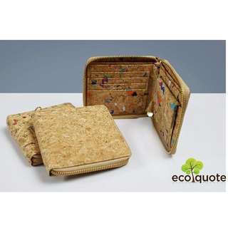 EcoQuote Zip Up Wallet Handmade Cork Material