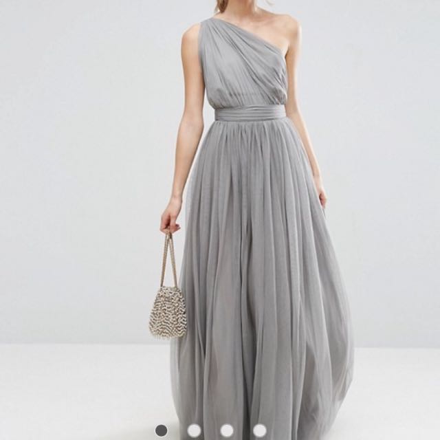 Asos premium tulle one shoulder maxi dress shop