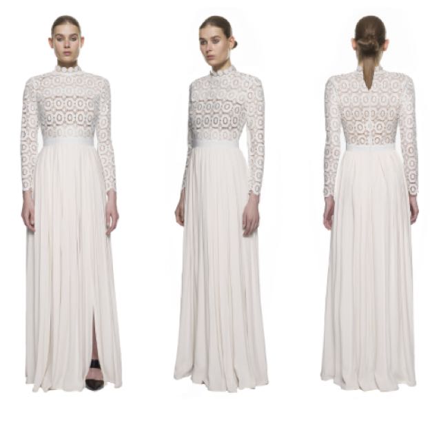 pleated crochet floral maxi dress self portrait