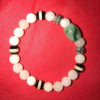 Tridacna Gigas Bracelet with Botswana Agate and Jadeite and Silver