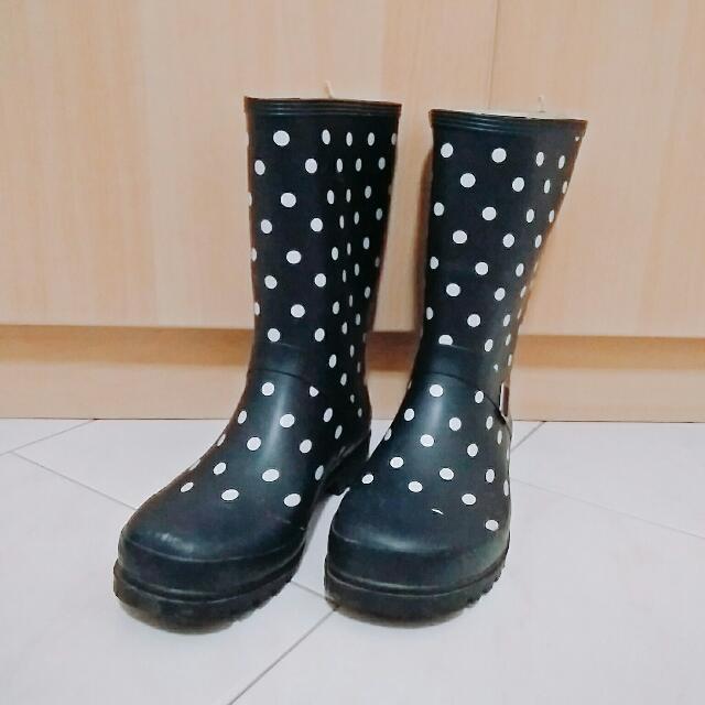 Blue Polka Dot Rain Boots Women s Fashion Footwear Boots on