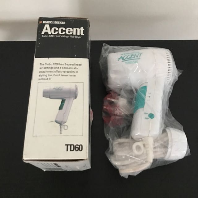 Brand New Black & Decker Accent Hair Dryer, Beauty & Personal Care, Hair on  Carousell