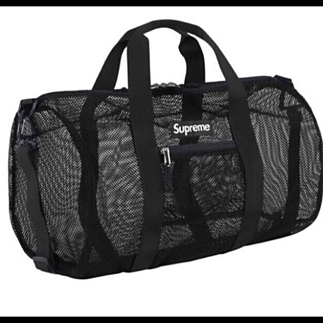 Supreme 16ss Mesh Duffle Bag 黑色旅行用手提袋登機袋球袋, 體育器材