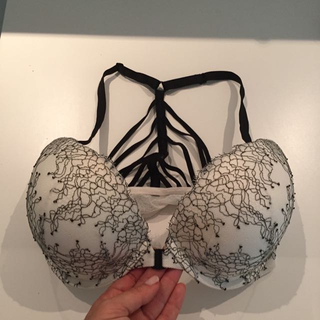 Victoria Secret Black White Lace Bra And Panty Set Women S