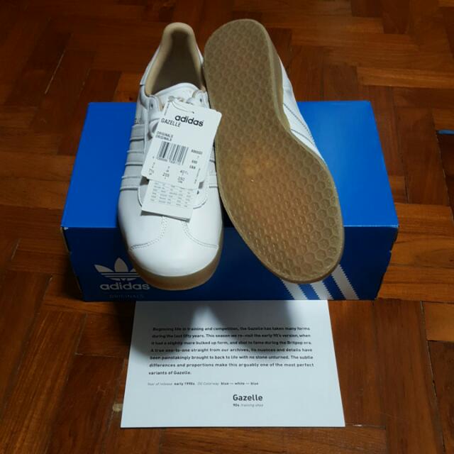 Adidas originals white leather gazelle trainers with gum top sole