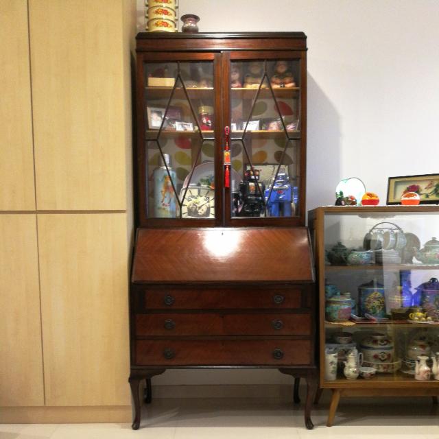 Vintage Secretary Table With Display Cabinet Furniture Home Secretary Table With Display Cabinet