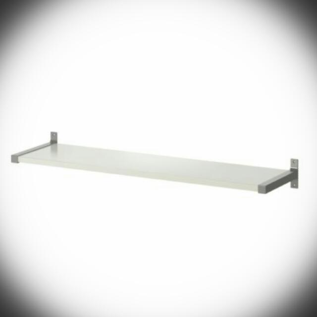 White Wall Shelf With Aluminum Brackets, Furniture & Home Living
