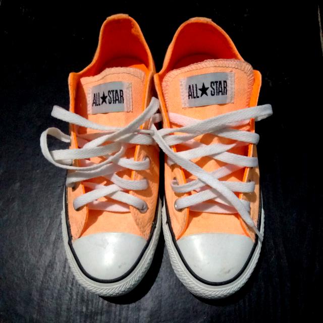 neon orange chuck taylors