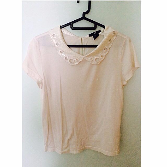 H M Peter Pan Collar White Shirt Women s Fashion Tops Shirts on