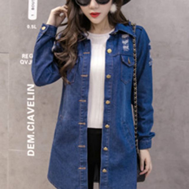 >33762 Jap Korea Style Loose Worn Out Denim Jacket 2 Colors 7 Sizes Women S Fashion Clothes Others On Carousell