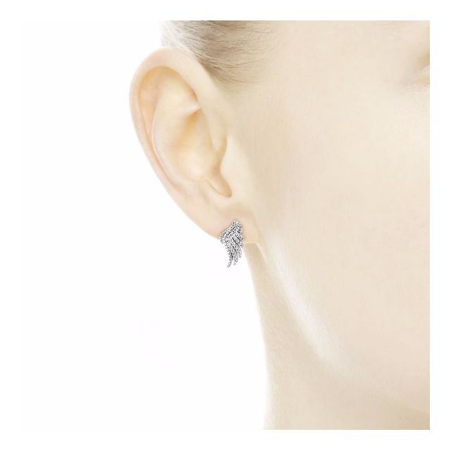 Authentic Pandora Majestic Feathers Silver Earring Studs Women s