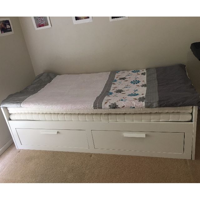 Sold Bed Storage From Ikea White Day Bed Frame With 2 Drawers