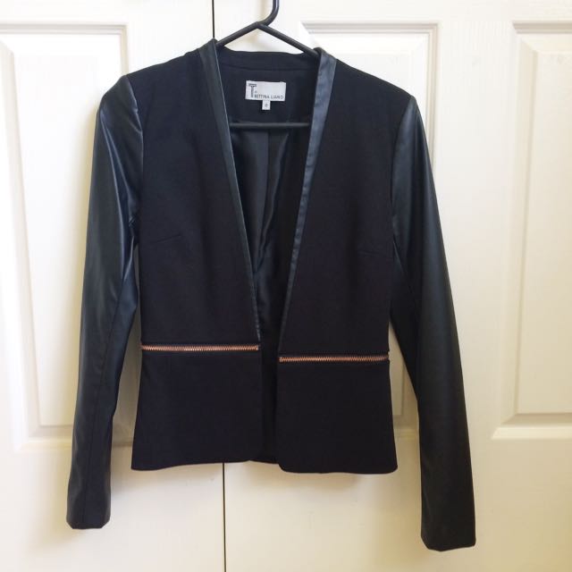 Bettina Liano Leather Blazer With Rose Gold Zip Women S Fashion Photo